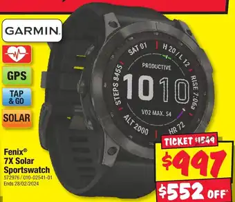JB Hi-Fi Fenix 7X Solar Sportswatch offer