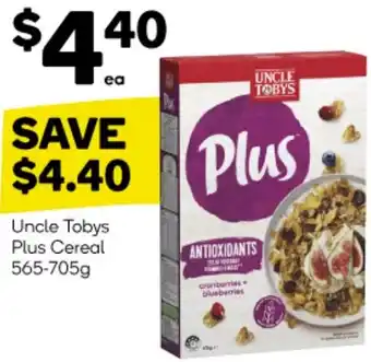 Woolworths Uncle Tobys Plus Cereal 565-705g offer
