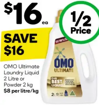 Woolworths OMO Ultimate Laundry Liquid 2 Litre or Powder 2 kg offer