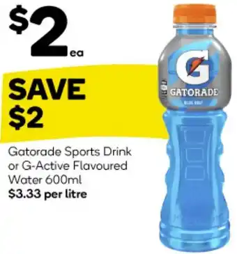 Woolworths Gatorade Sports Drink or G-Active Flavoured Water 600ml offer