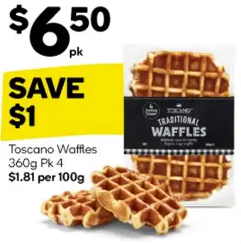 Woolworths Toscano Waffles 360g Pk 4 offer