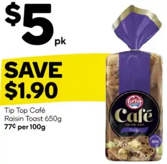 Woolworths Tip Top Café Raisin Toast 650g offer