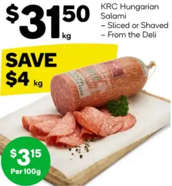 Woolworths KRC Hungarian Salami offer