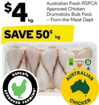 Woolworths Australian Fresh RSPCA Approved Chicken Drumsticks Bulk Pack offer