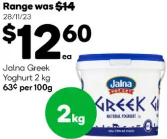 Woolworths Jalna Greek Yoghurt 2 kg offer