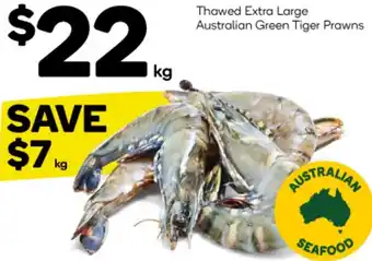 Woolworths Thawed Extra Large Australian Green Tiger Prawns offer