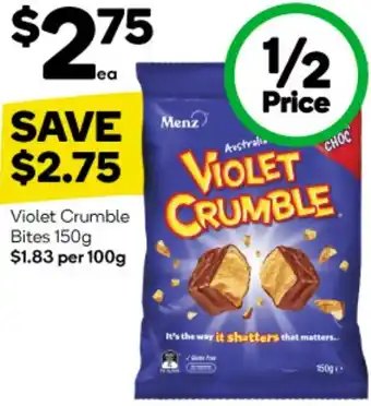 Woolworths Violet Crumble Bites 150g offer