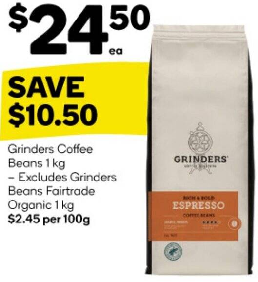 Grinders Coffee Beans 1kg offer at Woolworths