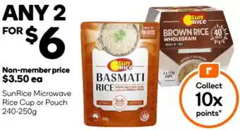 Woolworths SunRice Microwave Rice Cup or Pouch 240-250g offer