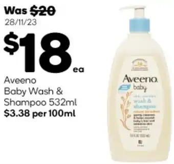 Woolworths Aveeno Baby Wash & Shampoo 532ml offer