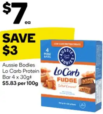 Aussie Bodies Lo Carb Protein Bar 4 x 30g