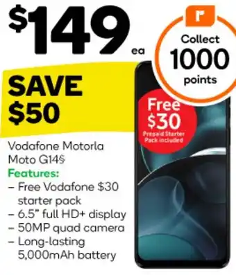 Woolworths Vodafone Motorla Moto G14 offer
