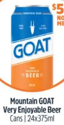 Woolworths Mountain GOAT Very Enjoyable Beer Cans 24x375ml offer