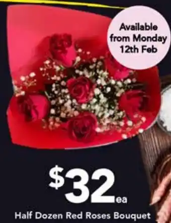 Half Dozen Red Roses Bouquet