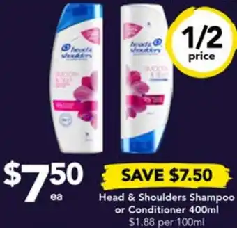 Drakes Head & Shoulders Shampoo or Conditioner 400ml offer