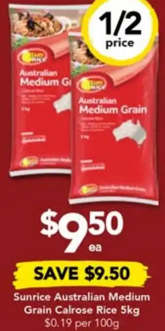 Sunrice Australian Medium Grain Calrose Rice 5kg