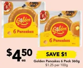 Golden Pancakes 6 Pack 360g