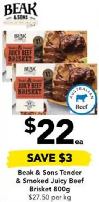 Drakes Beak & Sons Tender & Smoked Juicy Beef Brisket 800g offer
