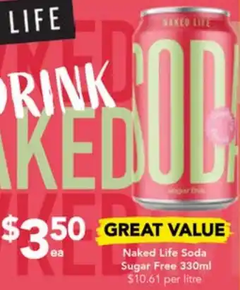 Drakes Naked Life Soda Sugar Free 330ml offer