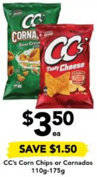 Drakes CC's Corn Chips or Cornados 110g-175g offer