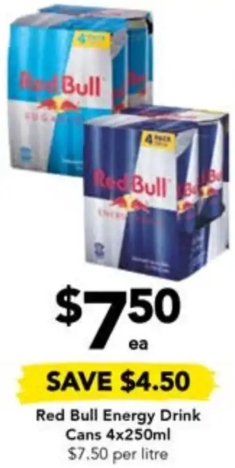 Drakes Red Bull Energy Drink Cans 4x250ml offer