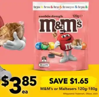 M&M's or Maltesers 120g-180g