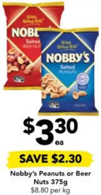 Drakes Nobby's Peanuts or Beer Nuts 375g offer