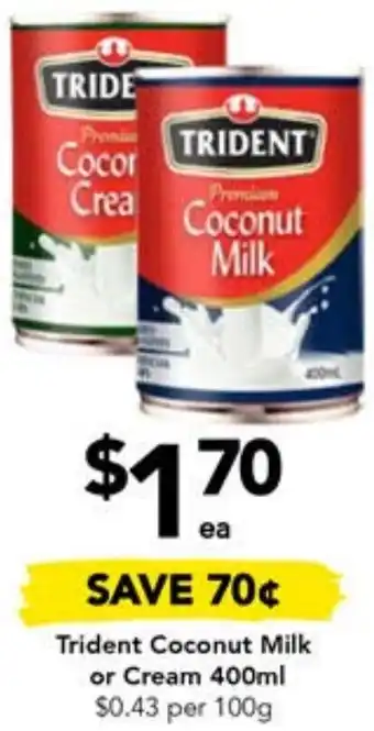 Trident Coconut Milk or Cream 400ml