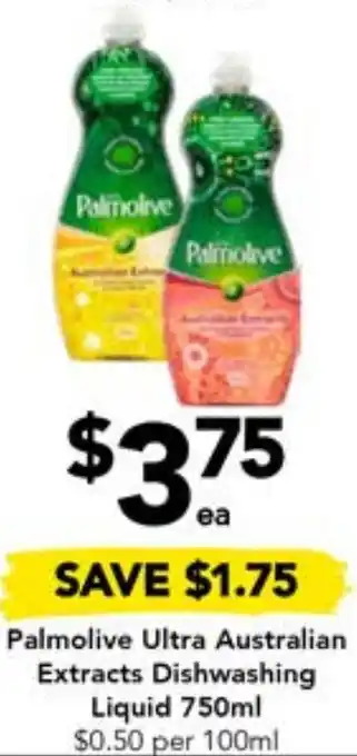 Drakes Palmolive Ultra Australian Extracts Dishwashing Liquid 750ml offer