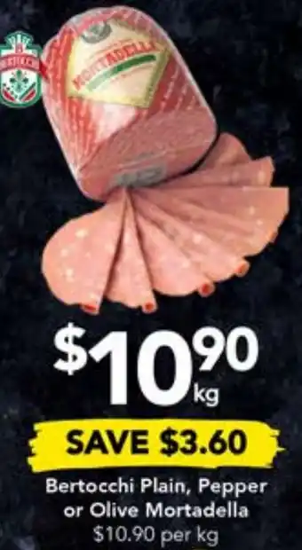 Drakes Bertocchi Plain, Pepper or Olive Mortadella offer