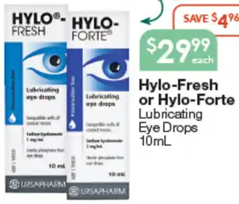 Soul Pattinson Chemist Hylo-Fresh or Hylo-Forte Lubricating Eye Drops 10mL offer