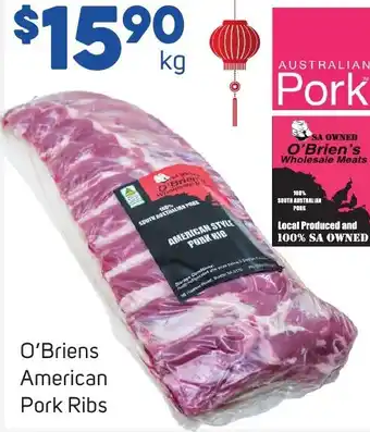 Foodland O'Briens American Pork Ribs offer