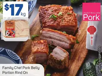 Foodland Family Chef Pork Belly Portion Rind On offer
