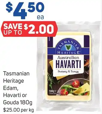 Foodland Tasmanian Heritage Edam, Havarti or Gouda 180g offer