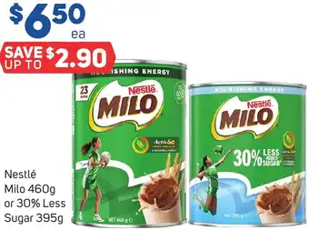 Foodland Nestlé Milo 460g or 30% Less Sugar 395g offer