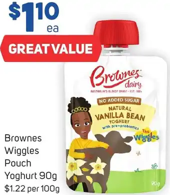 Foodland Brownes Wiggles Pouch Yoghurt 90g offer