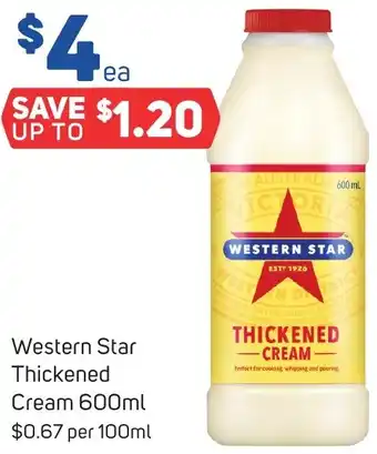 Foodland Western Star Thickened Cream 600ml offer