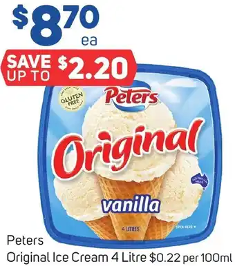 Foodland Peters Original Ice Cream 4 Litre offer