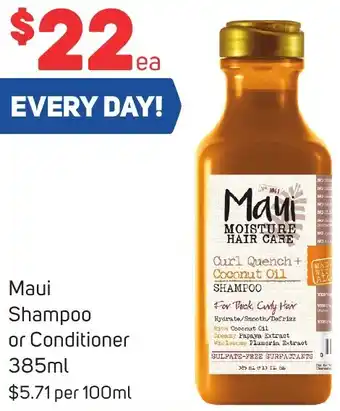 Foodland Maui Shampoo or Conditioner 385ml offer