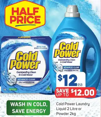 Foodland Cold Power Laundry Liquid 2 Litre or Powder 2kg offer