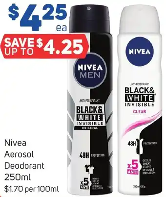 Foodland Nivea Aerosol Deodorant 250ml offer