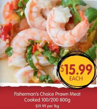 Spudshed Fisherman's Choice Prawn Meat Cooked 100/200 800g offer