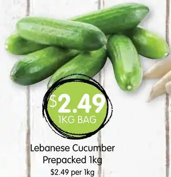 Spudshed Lebanese Cucumber Prepacked 1kg offer