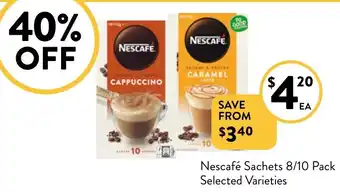 Foodworks Nescafé Sachets 8/10 Pack Selected Varieties offer