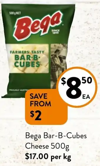 Foodworks Bega Bar-B-Cubes Cheese 500g offer