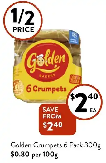 Foodworks Golden Crumpets 6 Pack 300g offer