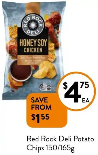 Foodworks Red Rock Deli Potato Chips 150/165g offer