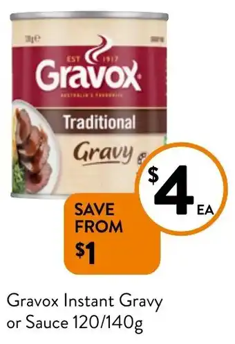 Foodworks Gravox Instant Gravy or Sauce 120/140g offer