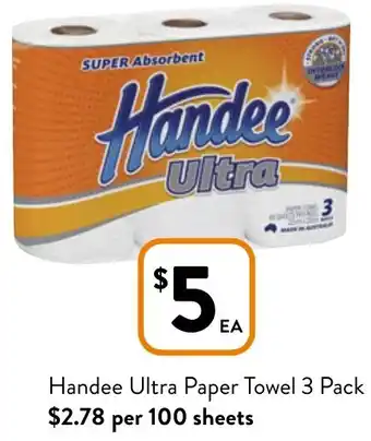 Foodworks Handee Ultra Paper Towel 3 Pack offer
