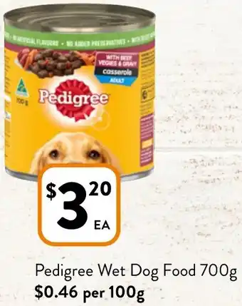 Foodworks Pedigree Wet Dog Food 700g offer